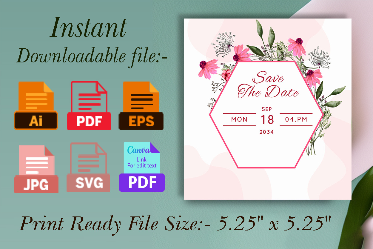 Botanical Floral Wedding Card Template Design features.