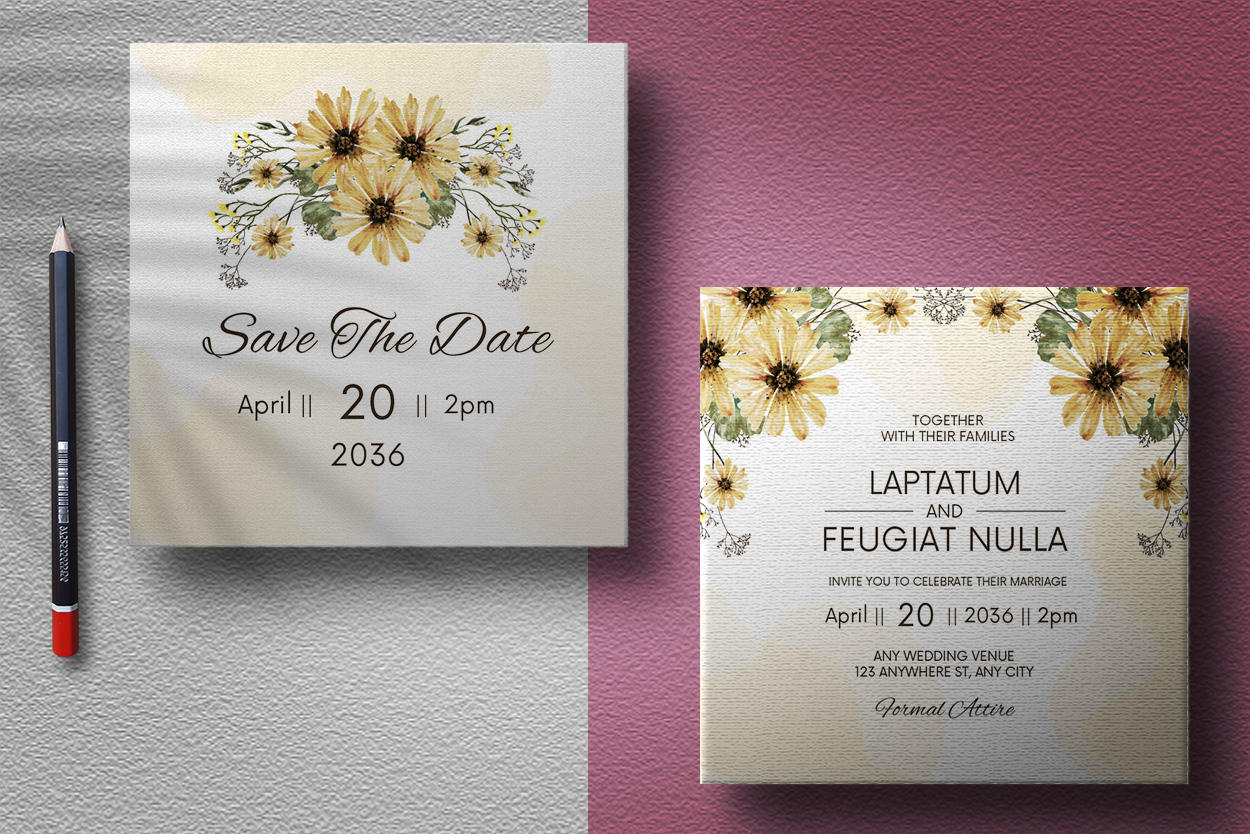 Wedding Ceremony Invitations with Floral Presentation.