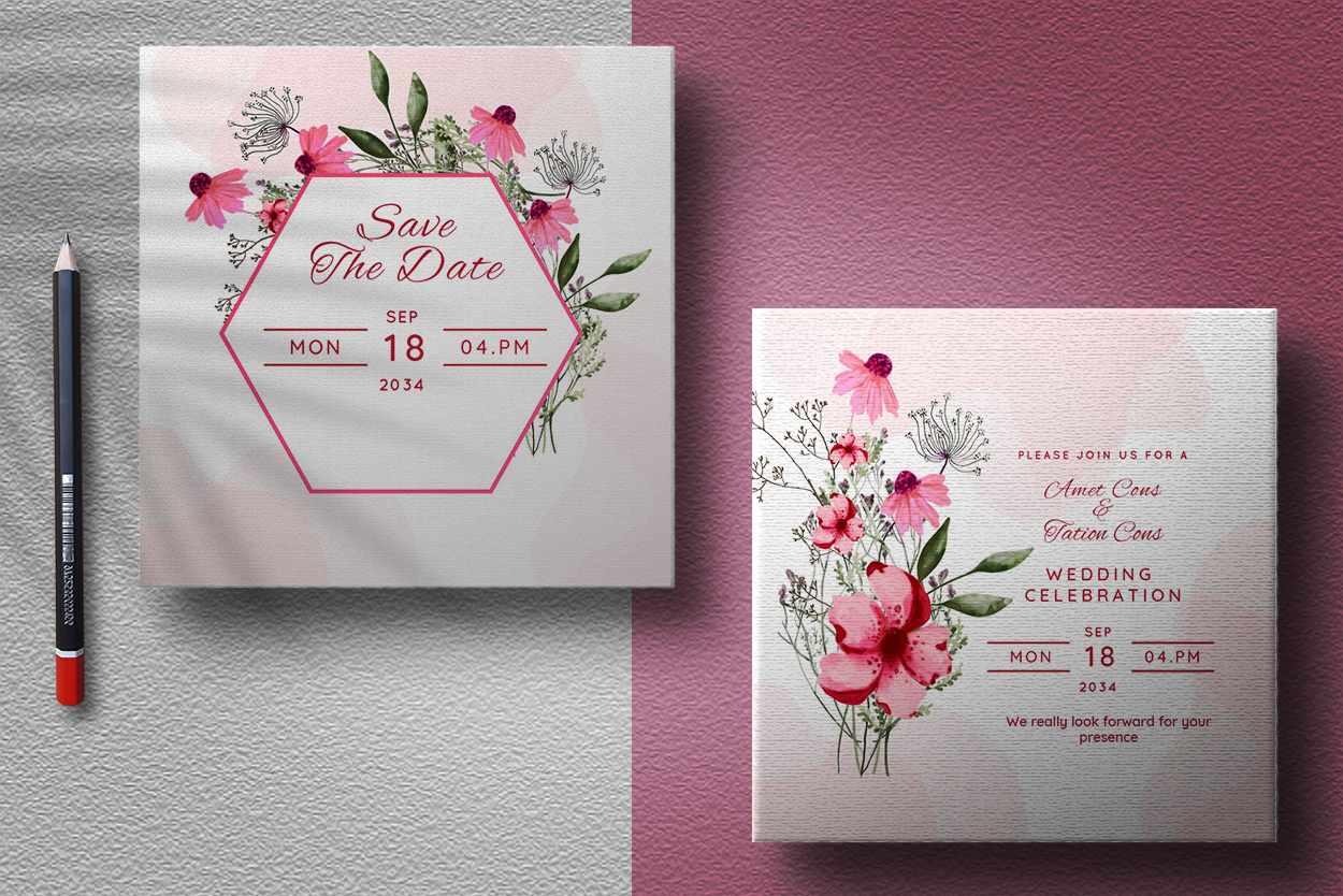 Botanical Floral Wedding Card Template Design presentation.