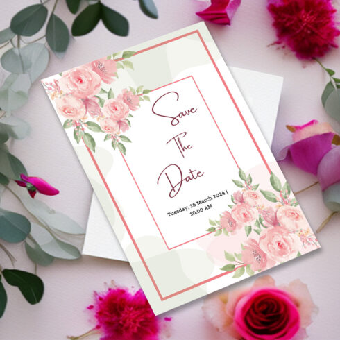 Image of enchanting wedding invitation with floral design.