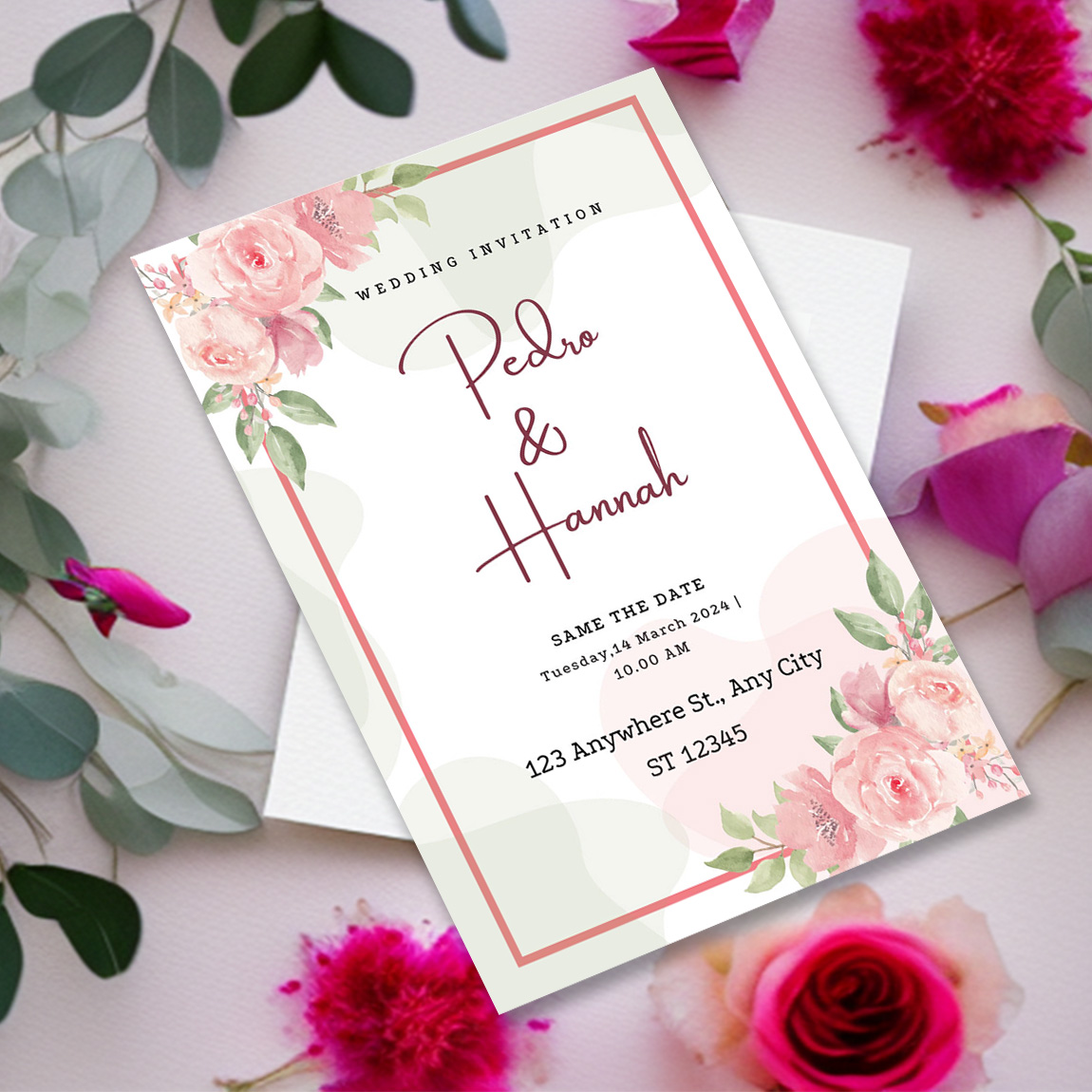 Image of amazing wedding invitation with floral design.