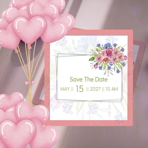 Wedding Invitation Card Watercolour Floral Background cover image.