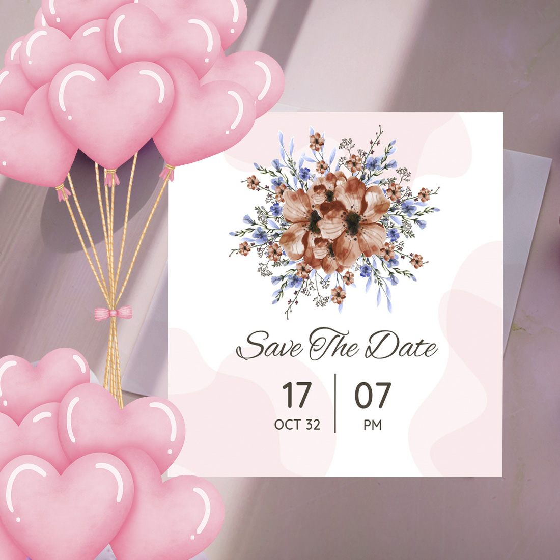 Wedding Card Template with Brown Floral cover image.