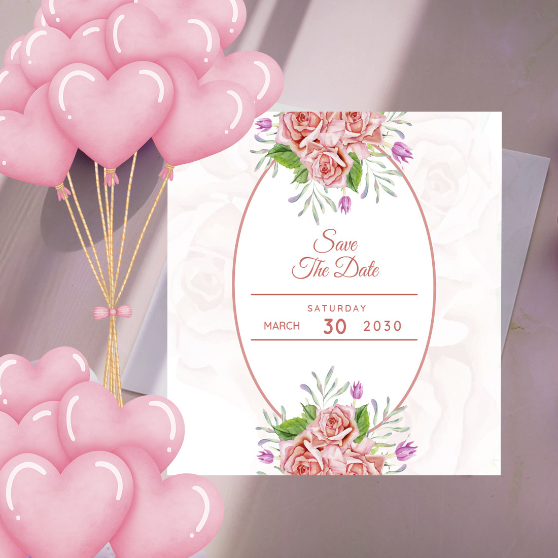 Wedding Invitation Card Design with Pink Roses cover image.