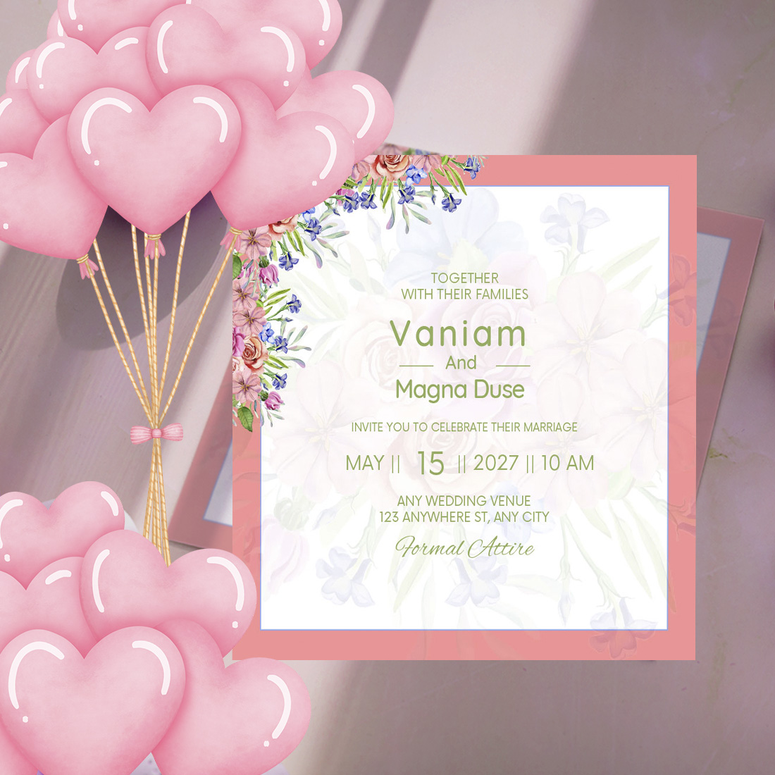 Floral Wedding Invitation Card Design cover image.