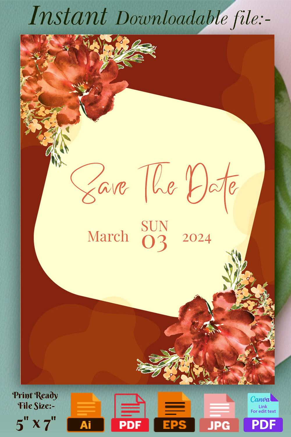 Image of enchanting wedding invitation in bright orange color.