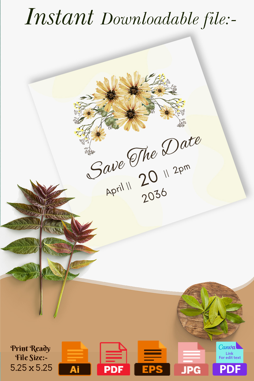 Wedding Ceremony Invitations with Floral Pinterest collage image.