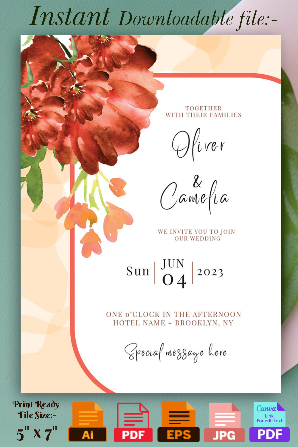 wedding invitation card watercolour floral background p2 332