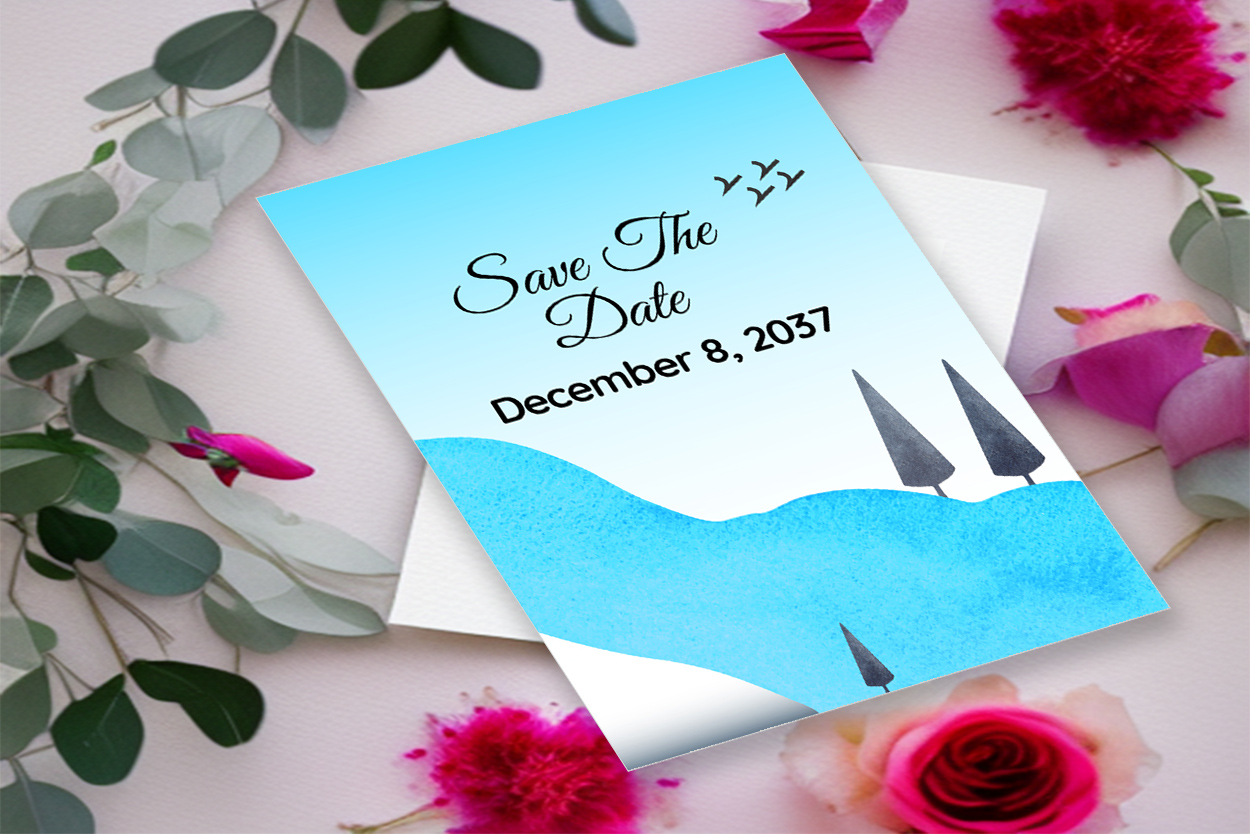 Image of wedding card with colorful design