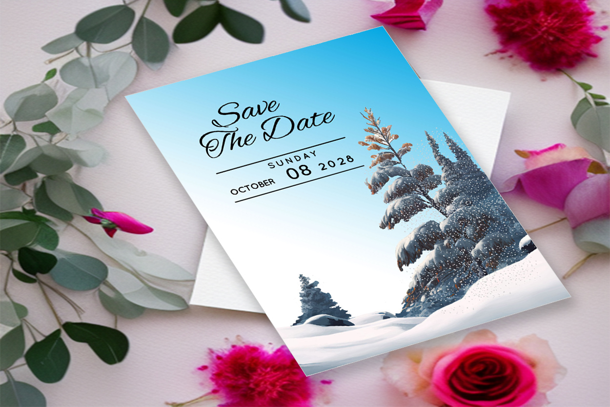 Image of amazing wedding card with winter design