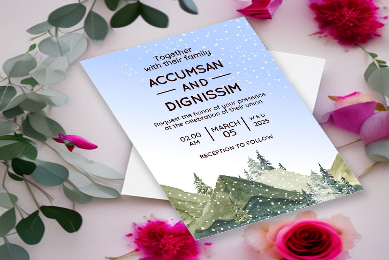 Image of beautiful wedding card with winter design