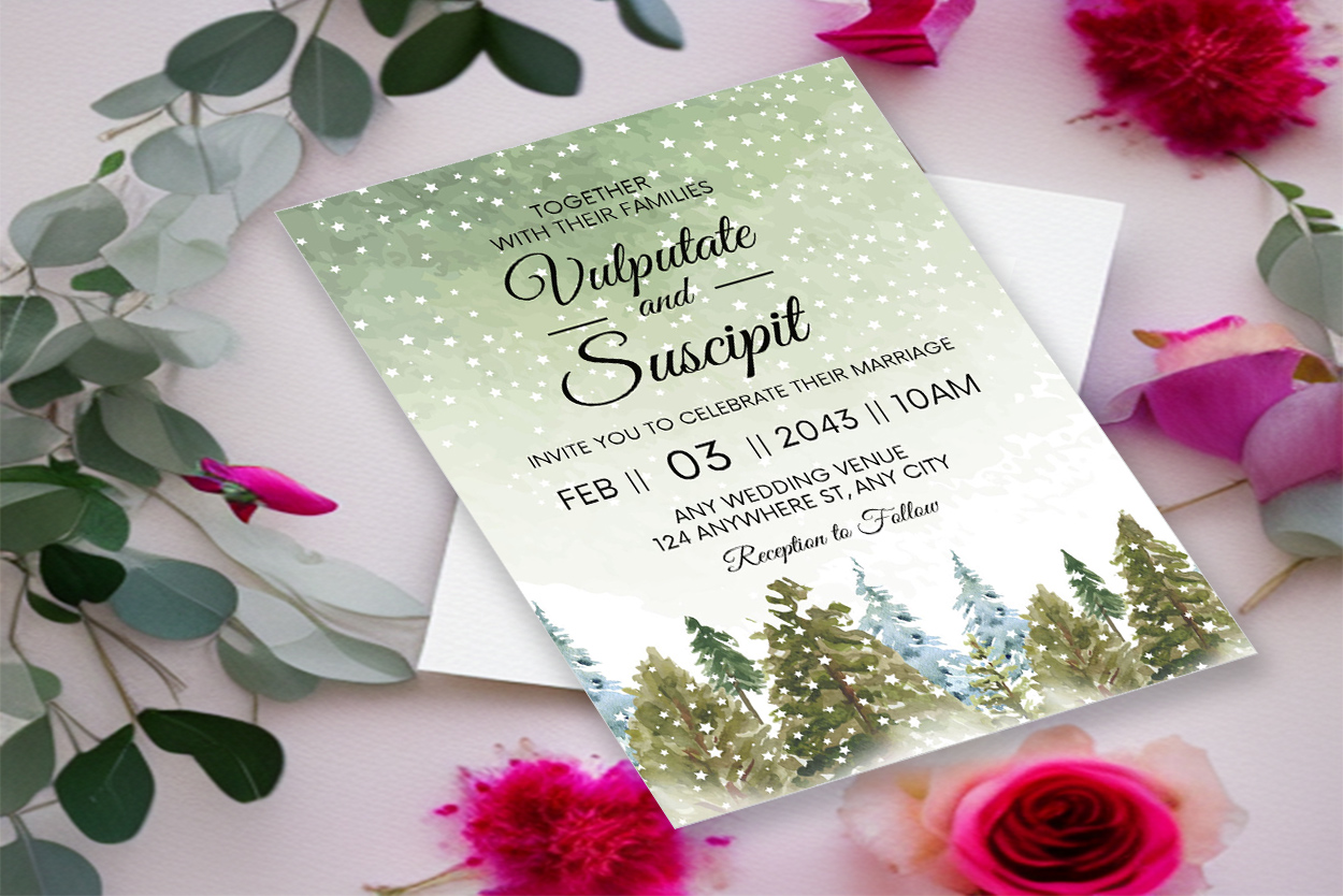 Image of amazing wedding card with winter design