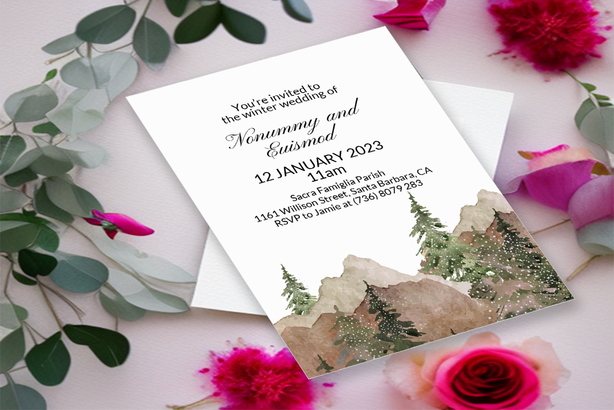 Image of beautiful wedding card with winter design