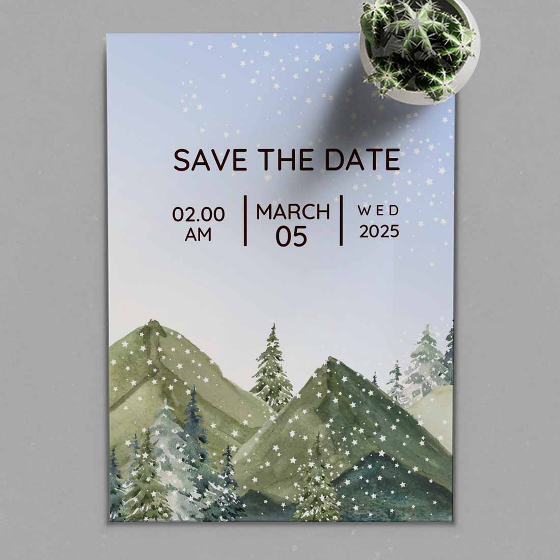 Image of exquisite wedding card with winter design