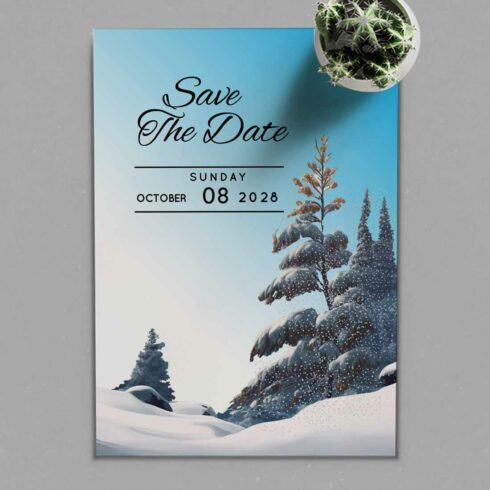 Image of wonderful wedding card with winter design