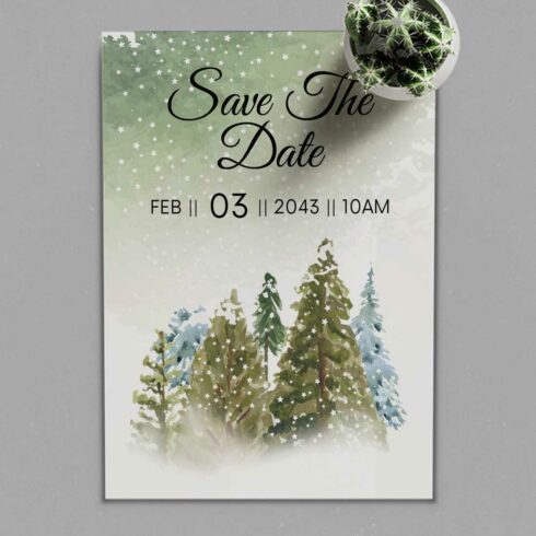 Image of wonderful wedding card with winter design