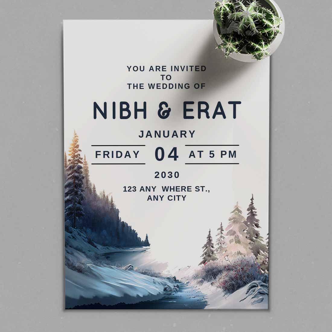 Image of gorgeous wedding card with winter design