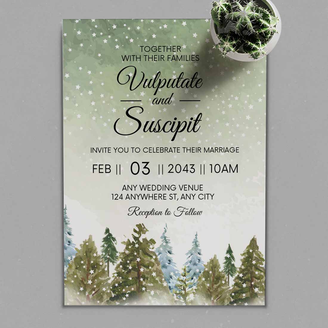 Image of irresistible wedding card with winter design