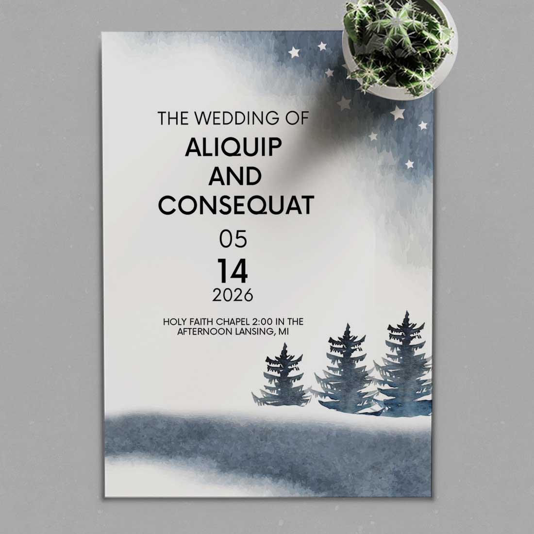 Image of wonderful wedding card with winter design