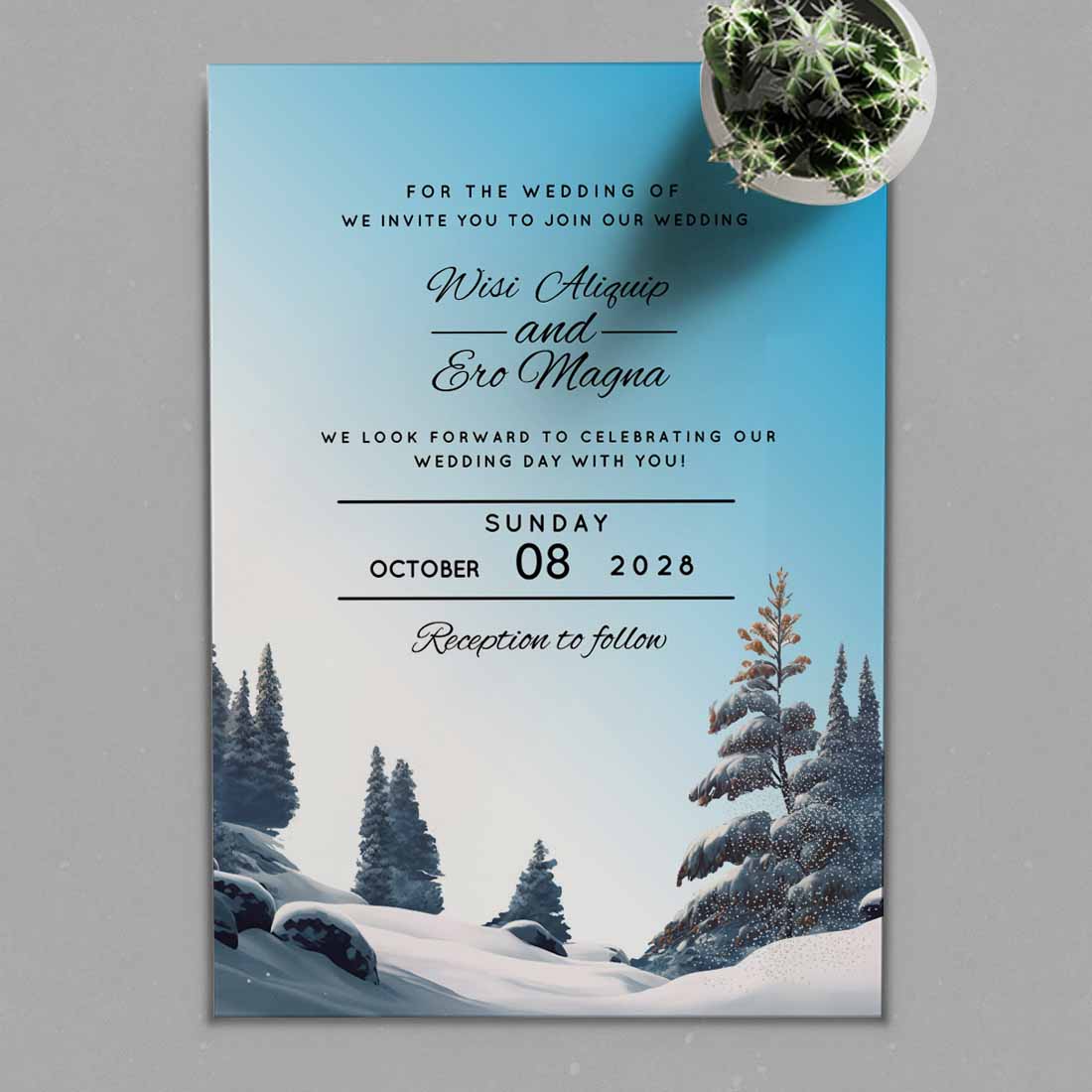 Image of irresistible wedding card with winter design