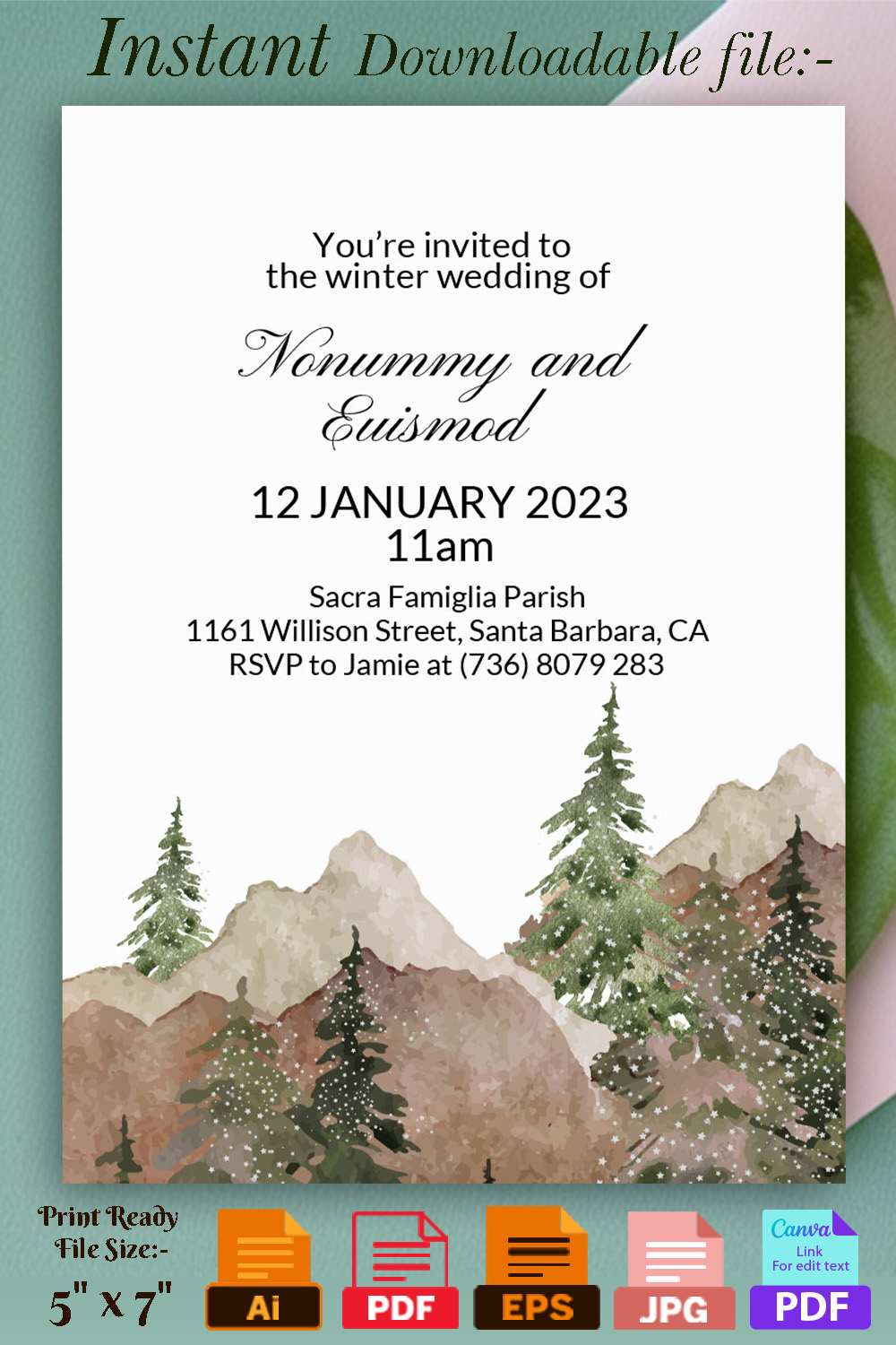 Image of gorgeous wedding card with winter design