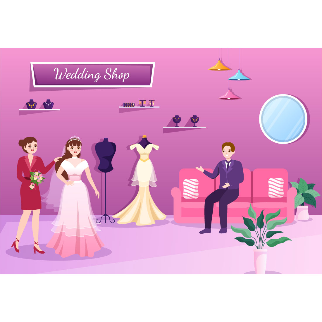Cartoon Wedding Shop Graphics Design cover image.