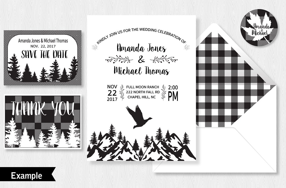 BW wedding invitations.