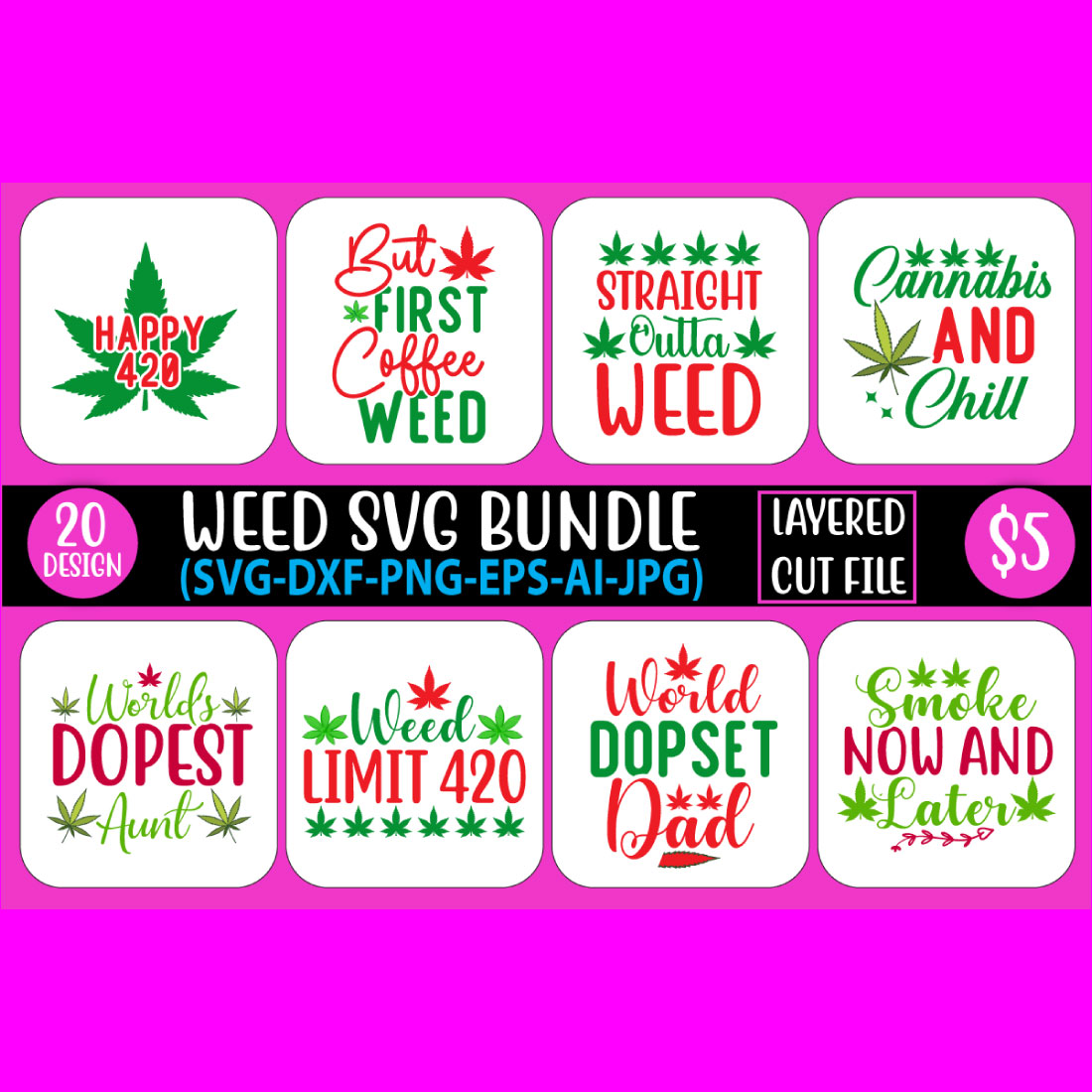 A pack of gorgeous images for weed-themed prints