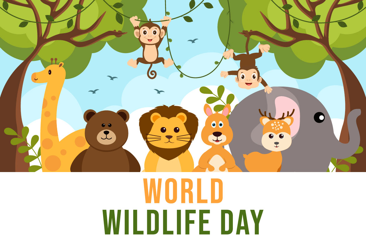 Cartoon Wildlife Day Graphics Design preview image.