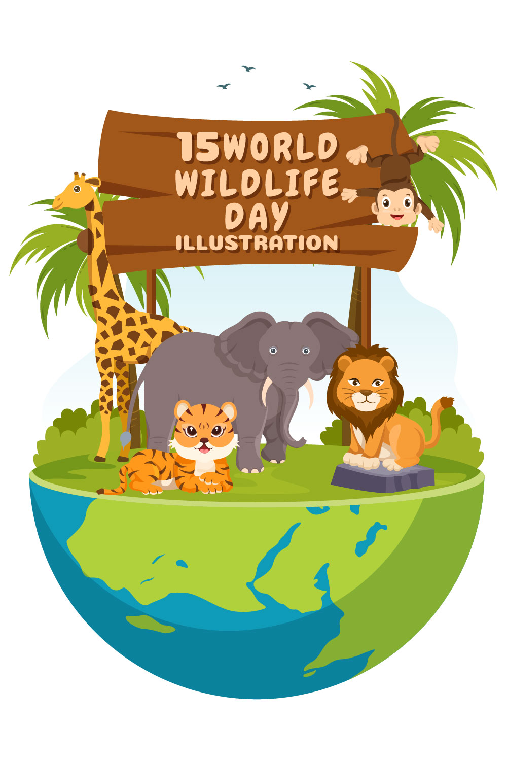 World Wildlife Day Illustration pinterest image.