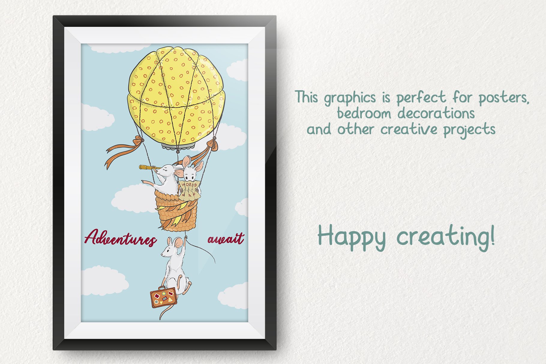 Simple big poster with yellow air balloon.