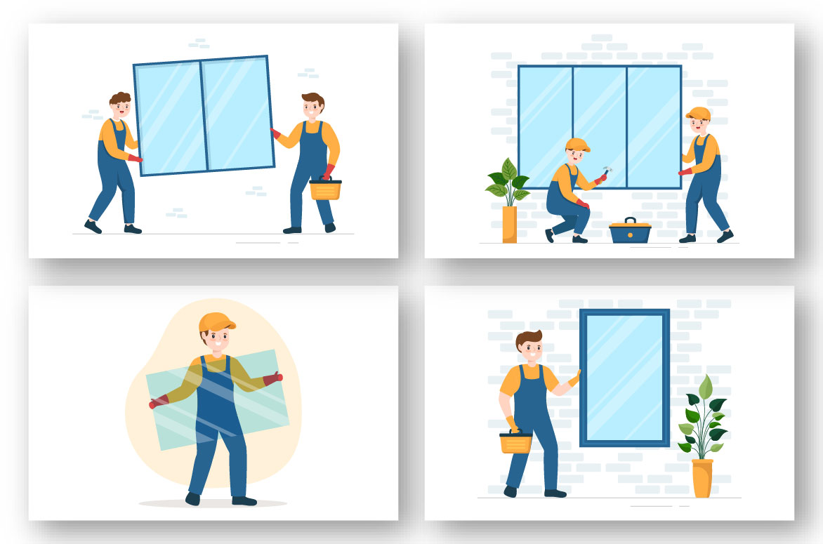 Window and Door Installation Service Illustration preview image.