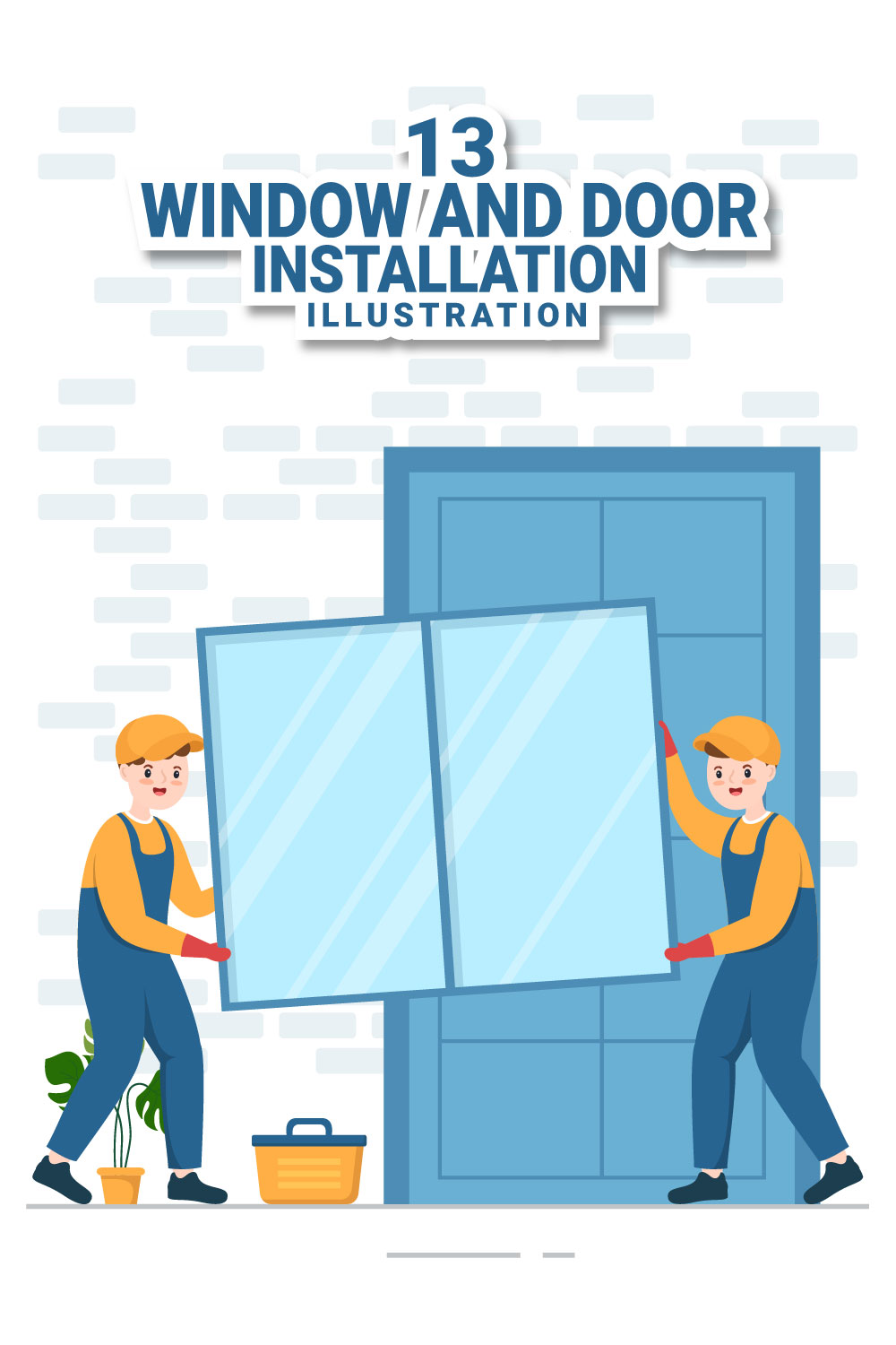 Window and Door Installation Service Illustration pinterest image.