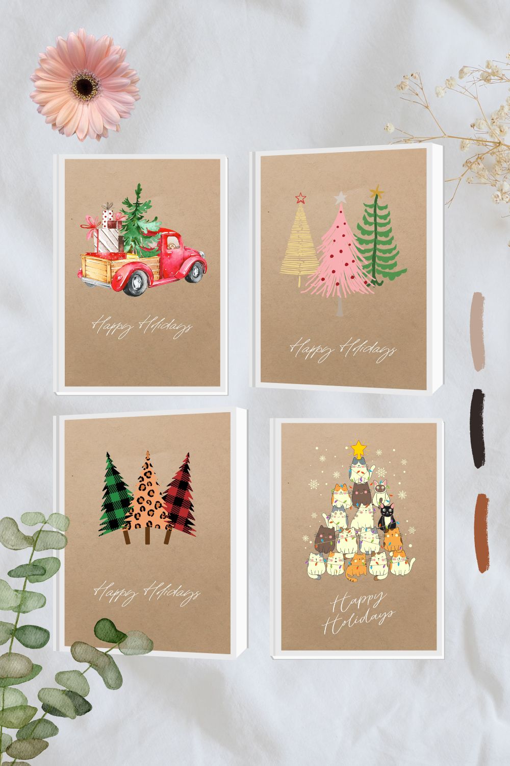Cute Christmas Postcards Happy Holidays Design pinterest image.