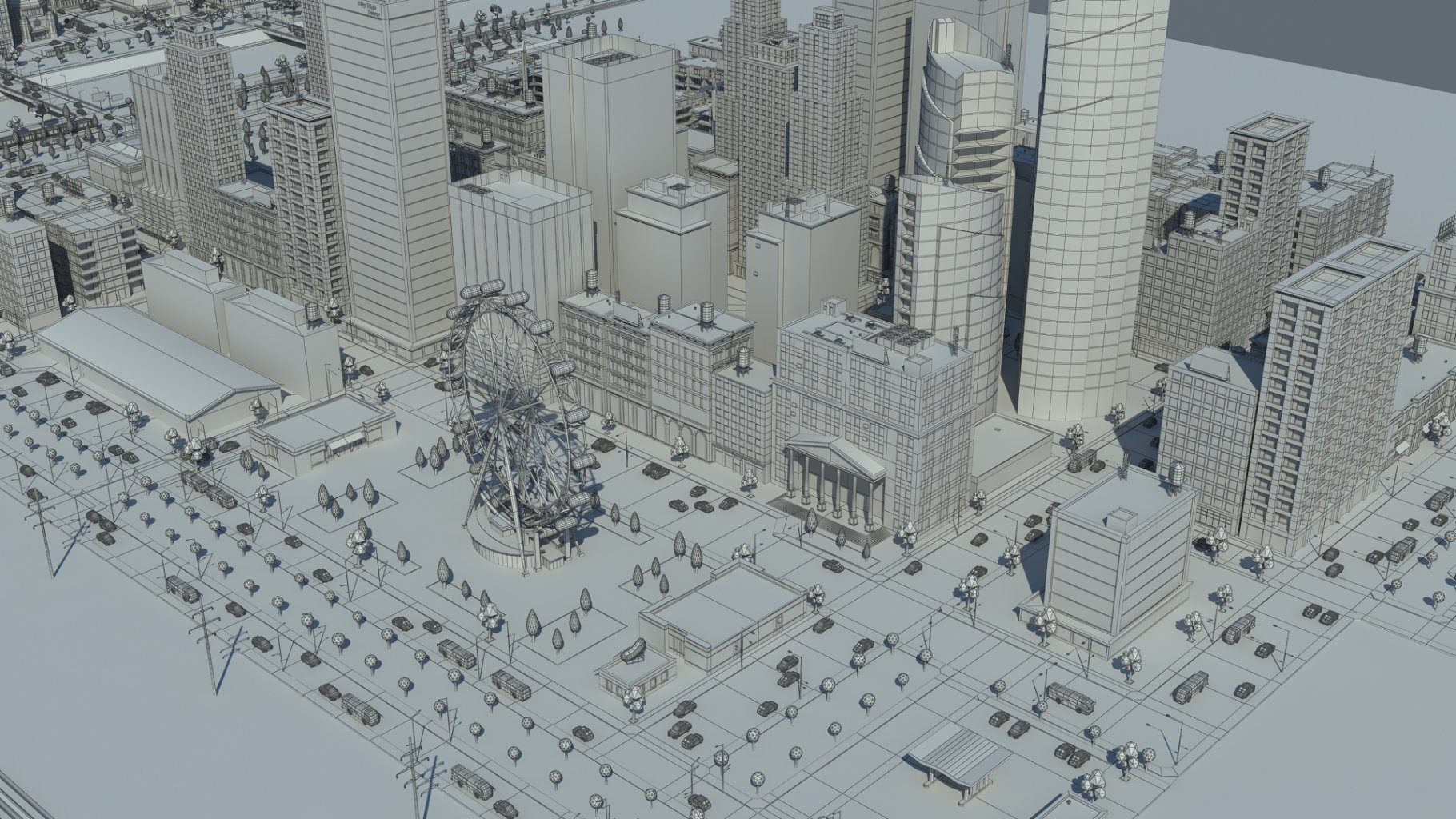 Rendering an amazing low poly 3d city model without textures