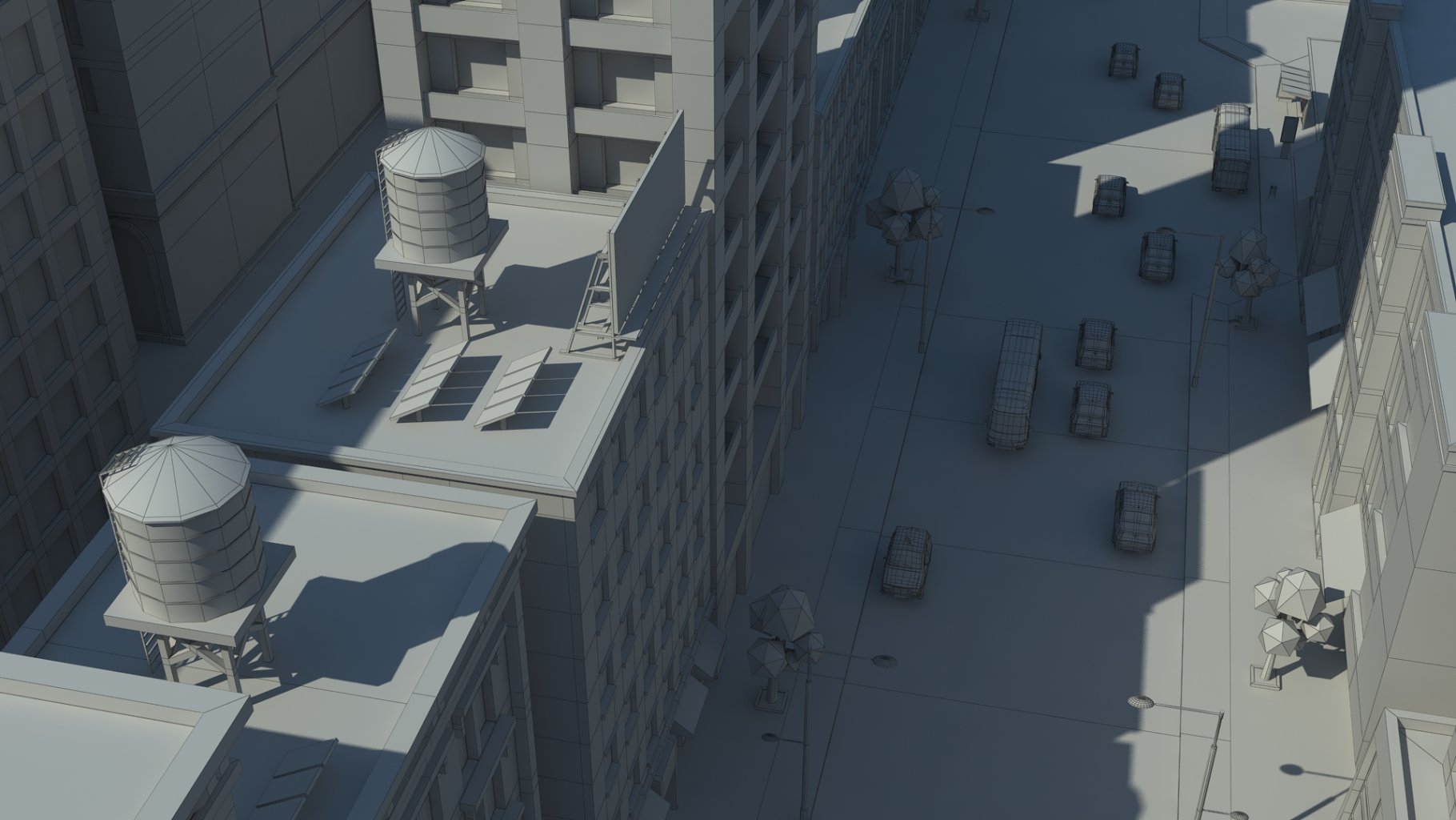 Rendering an irresistible low poly 3d city model without textures