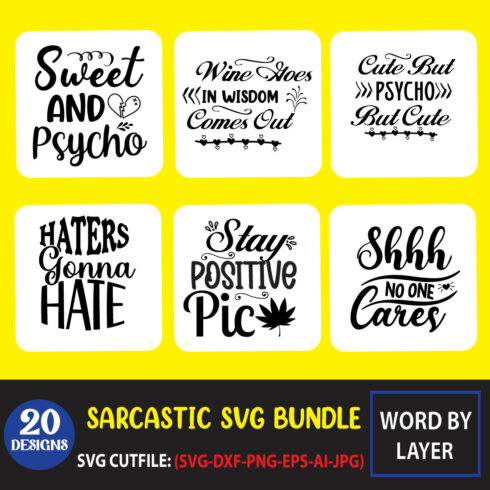 Sarcastic SVG Bundle main cover.