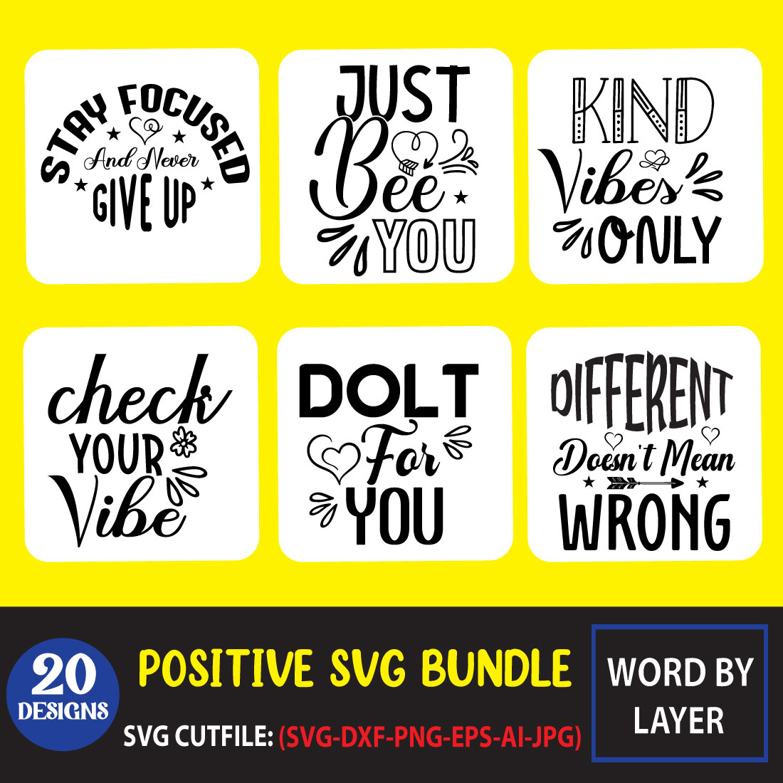 Positive SVG Bundle cover.
