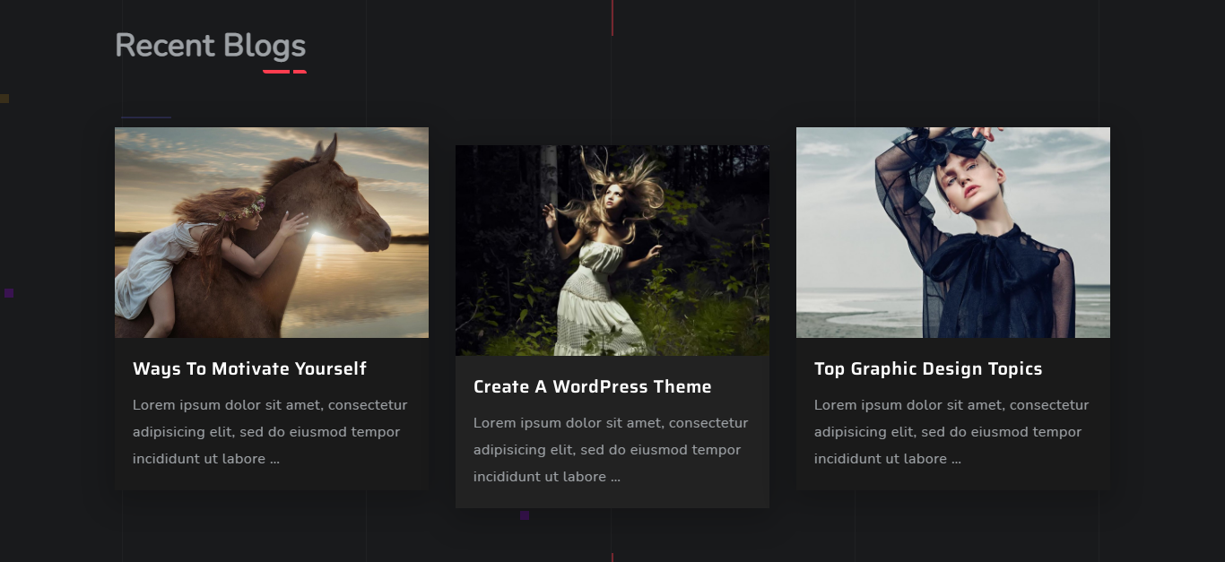 Slide with 3 blog posts on a dark gray background.