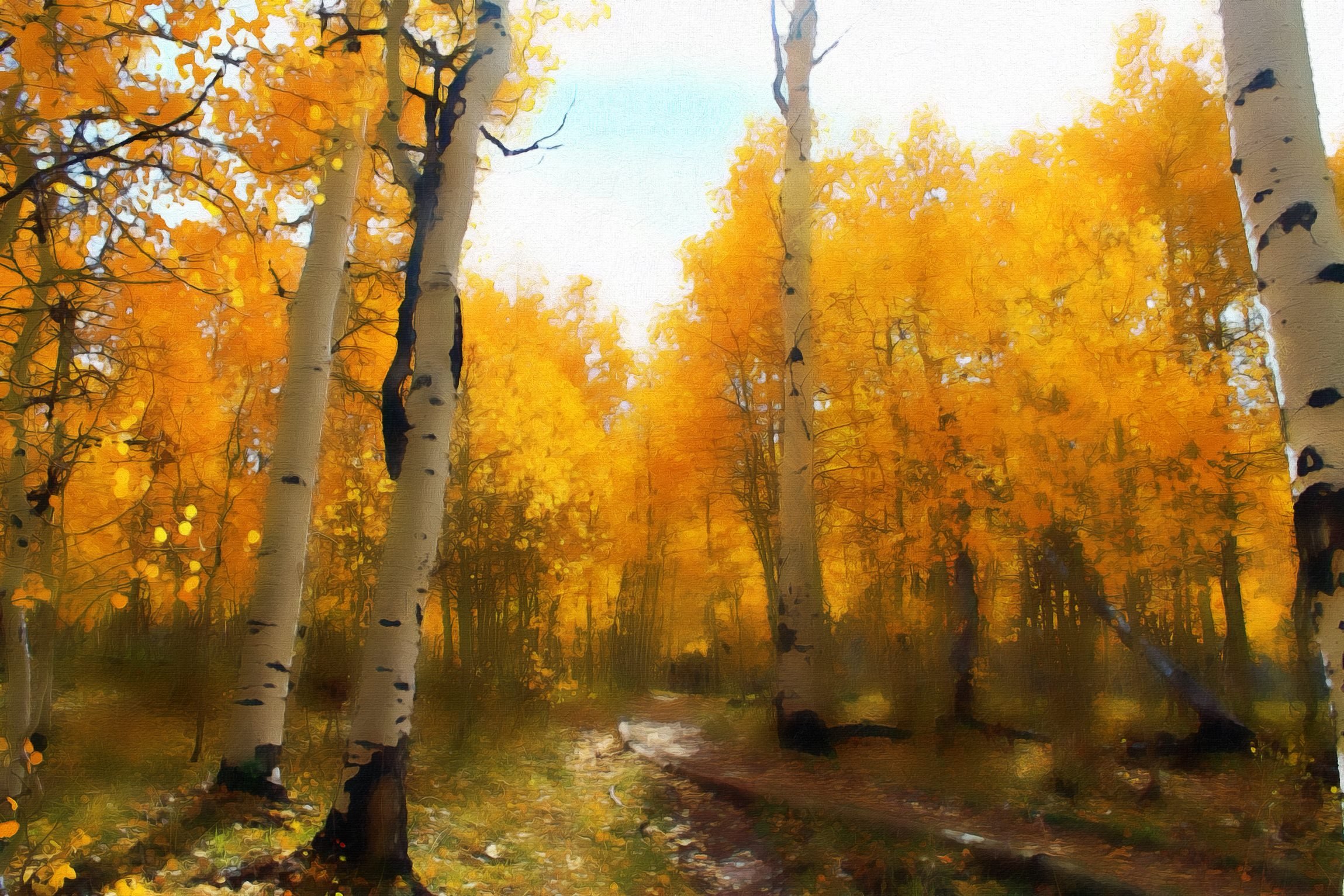 Oil Paint Photoshop Action - example 14 with yellow forest.
