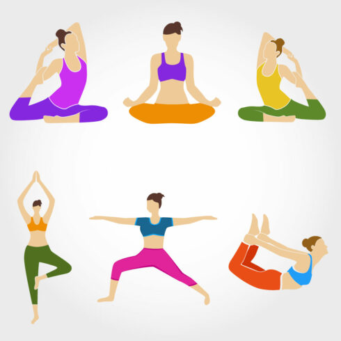 Yoga Poses Vector Bundle main cover.