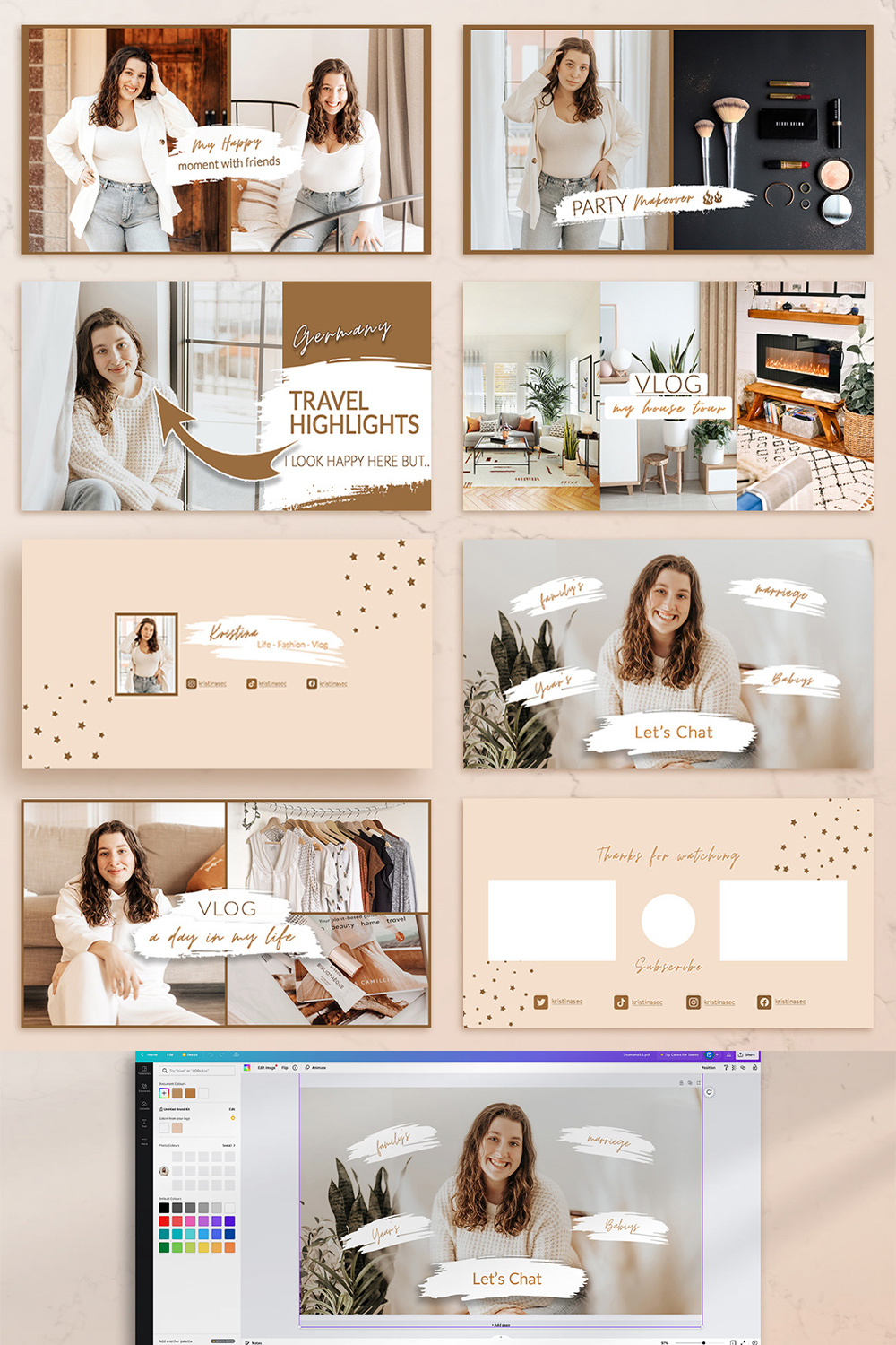 YouTube Branding Kit Canva pinterest image.