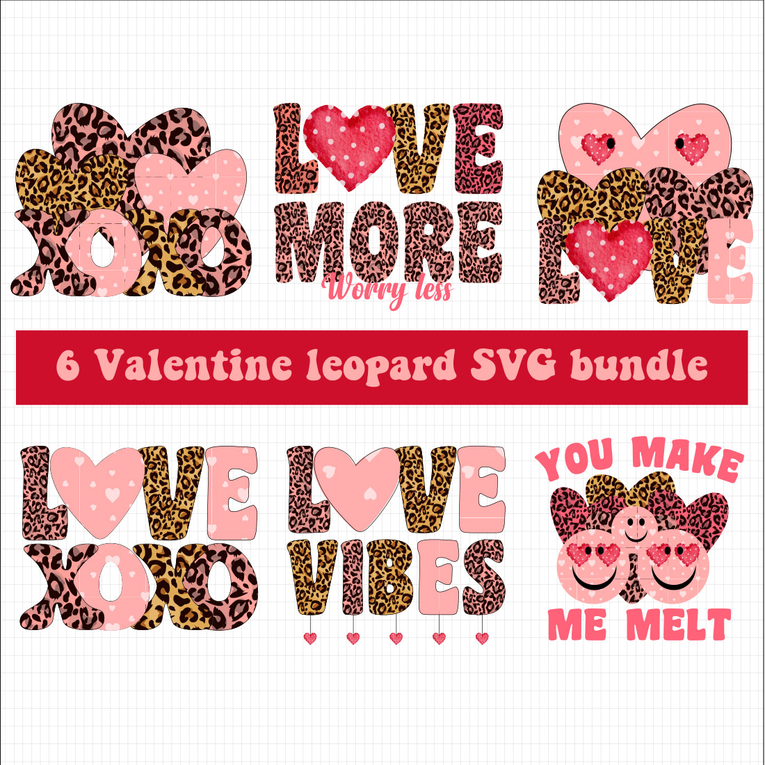 Valentine's Day Leopard SVG Bundle main cover.