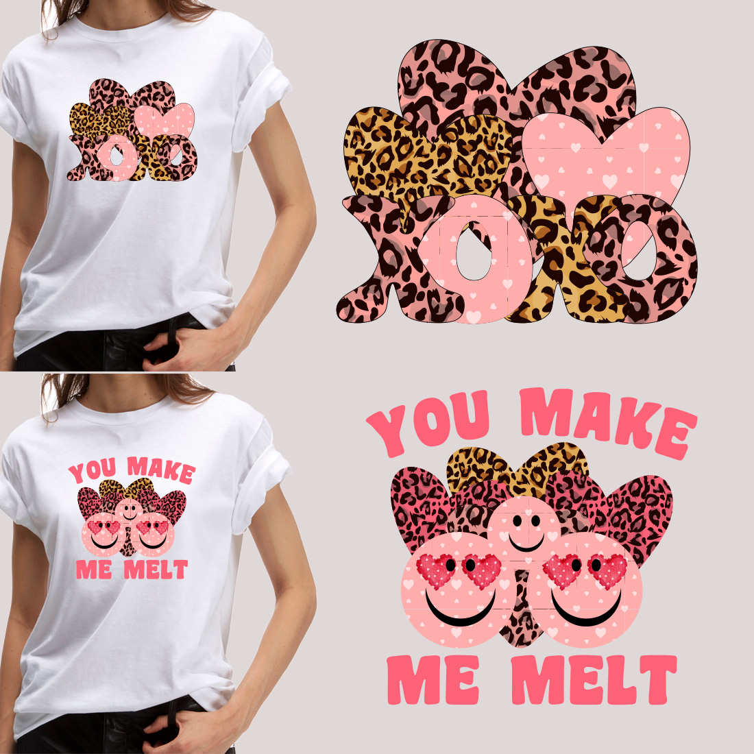 T-shirt Mockup with Valentine's Day Leopard SVG Bundle.