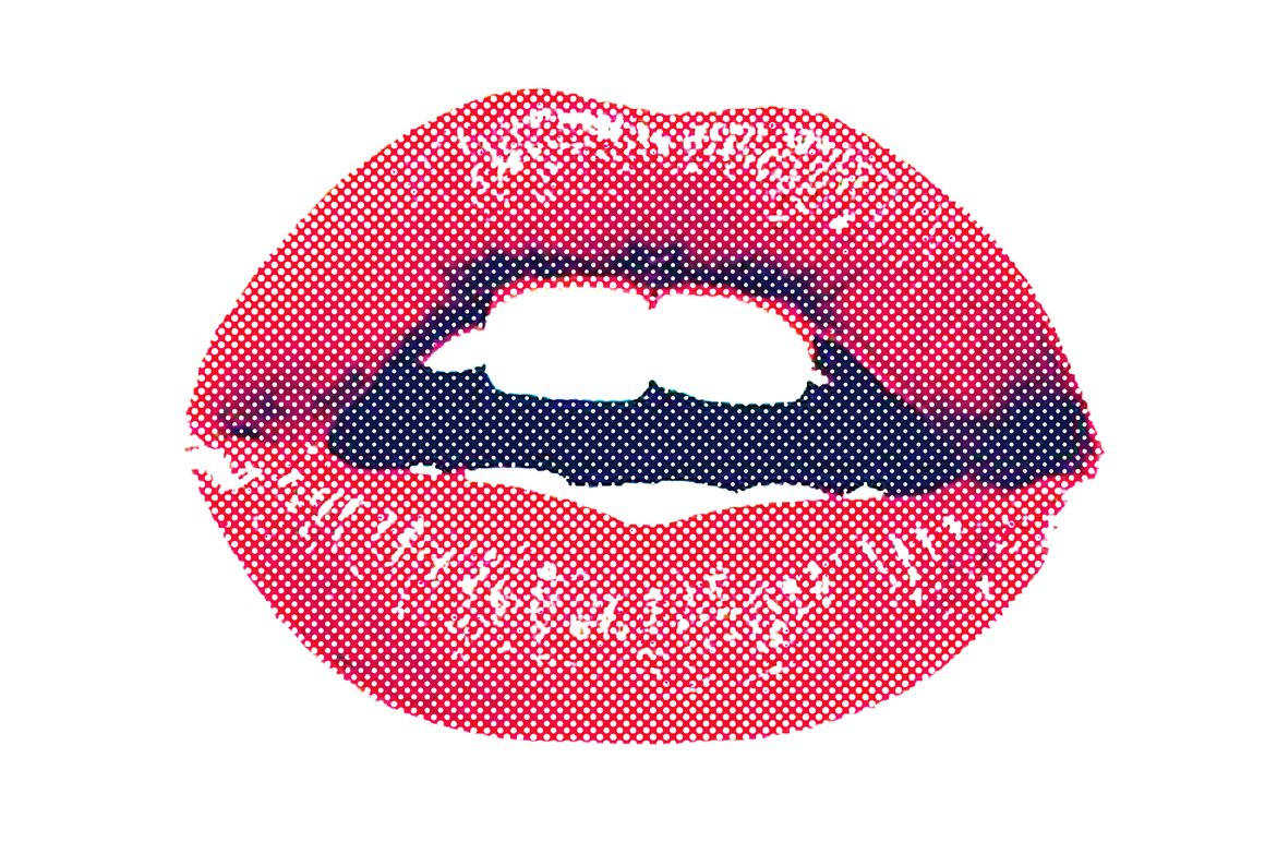 Illustration of hot lips on a white background.