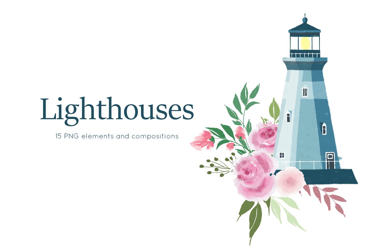 Cover image of Lighthouses And Floral Compositions.