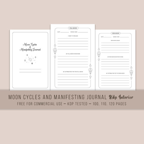 Moon Cycles And Manifesting Journal KDP Interior main cover