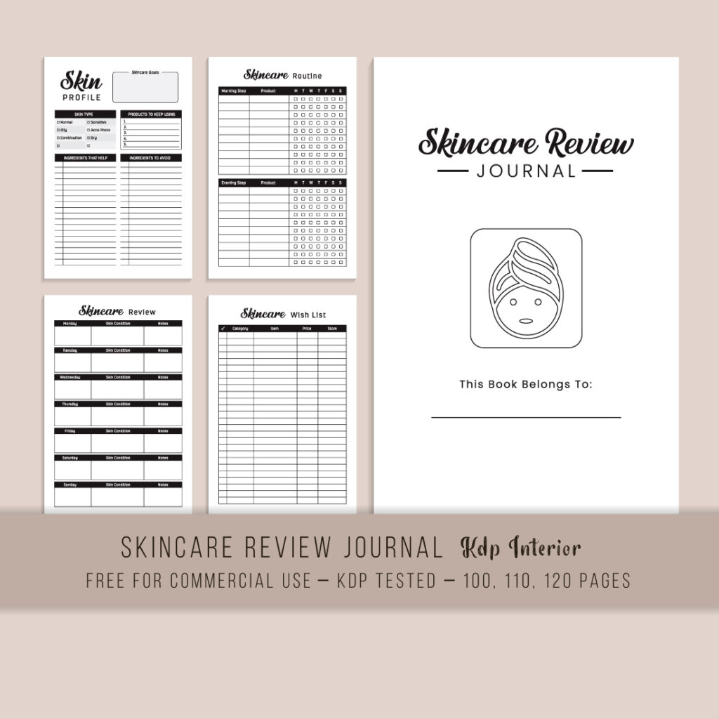 Skincare Review Journal KDP Interior | MasterBundles