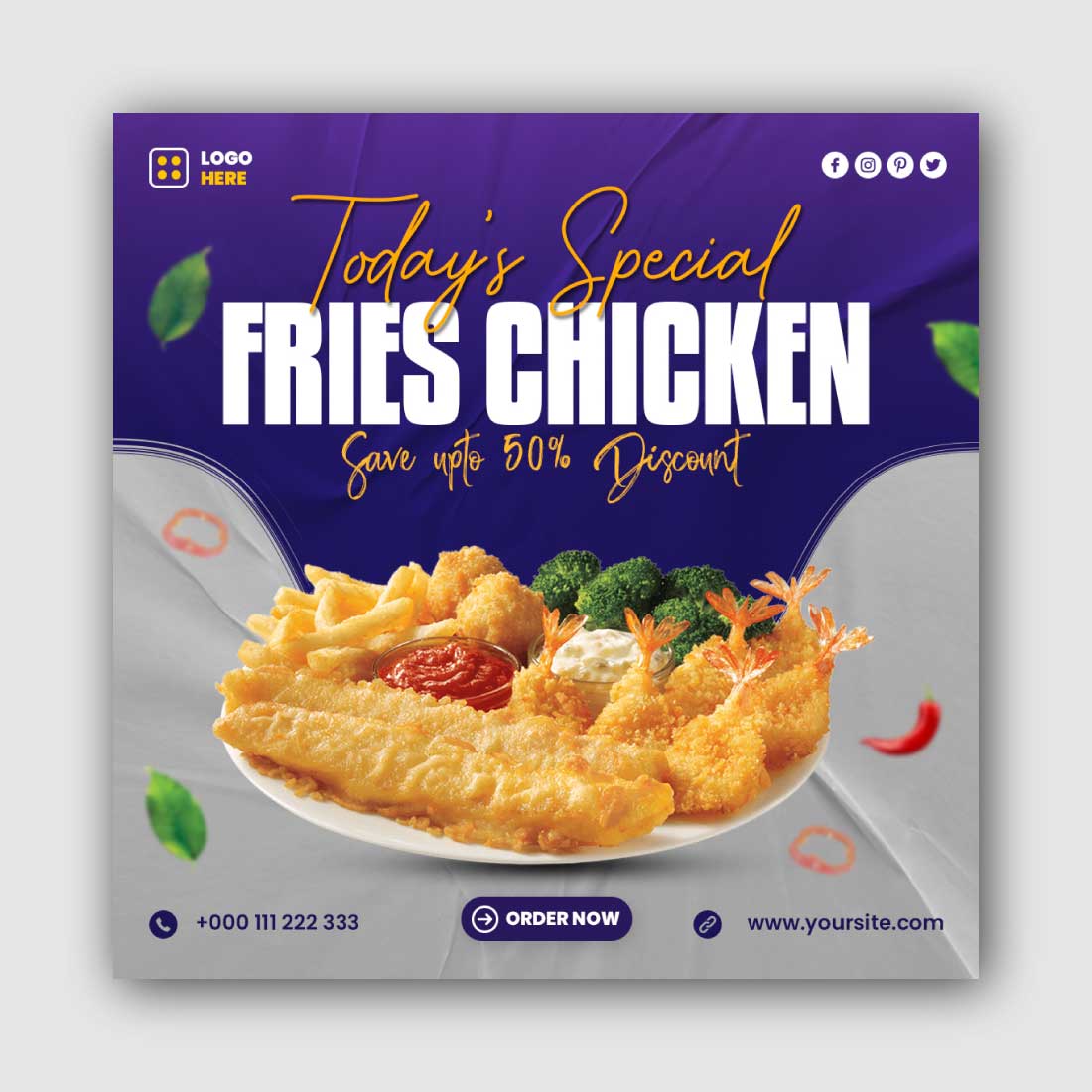 Chicken Social Media Instagram Post Template main cover.