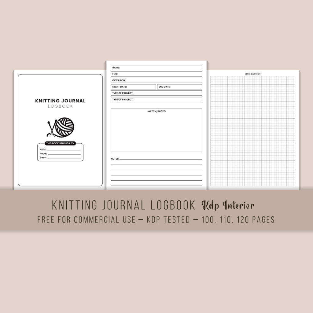 Knitting Journal Logbook KDP Interior MasterBundles